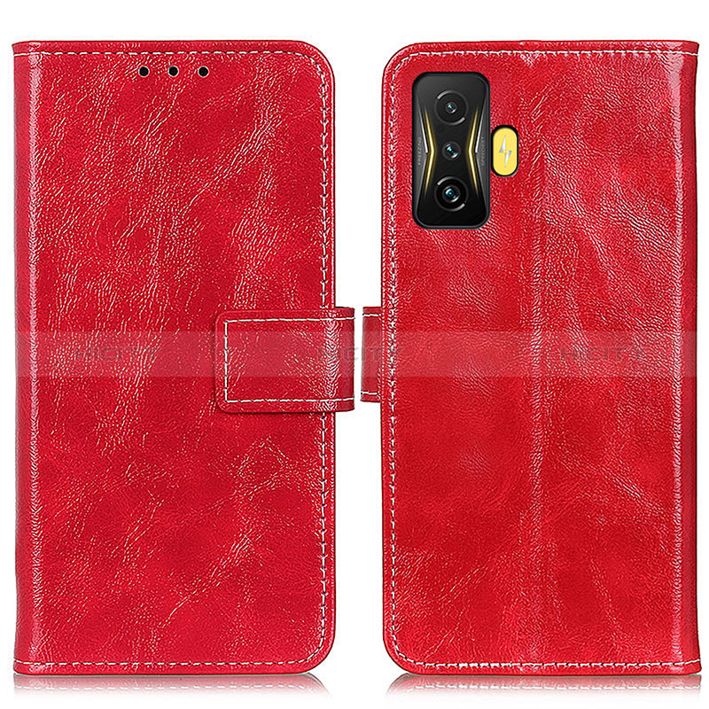 Funda de Cuero Cartera con Soporte Carcasa K04Z para Xiaomi Redmi K50 Gaming 5G Rojo