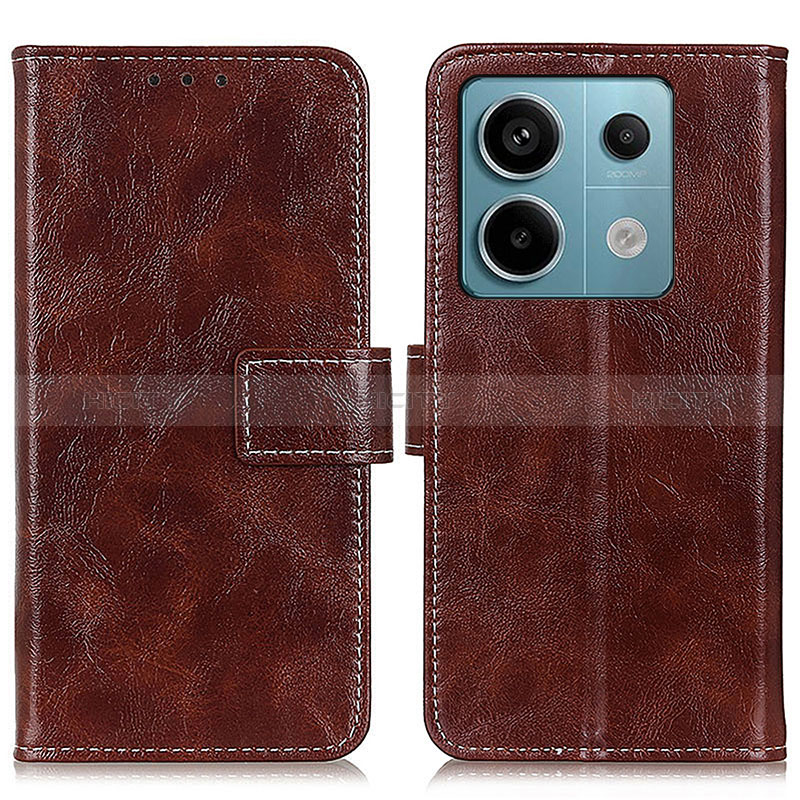 Funda de Cuero Cartera con Soporte Carcasa K04Z para Xiaomi Redmi Note 13 Pro 5G Marron