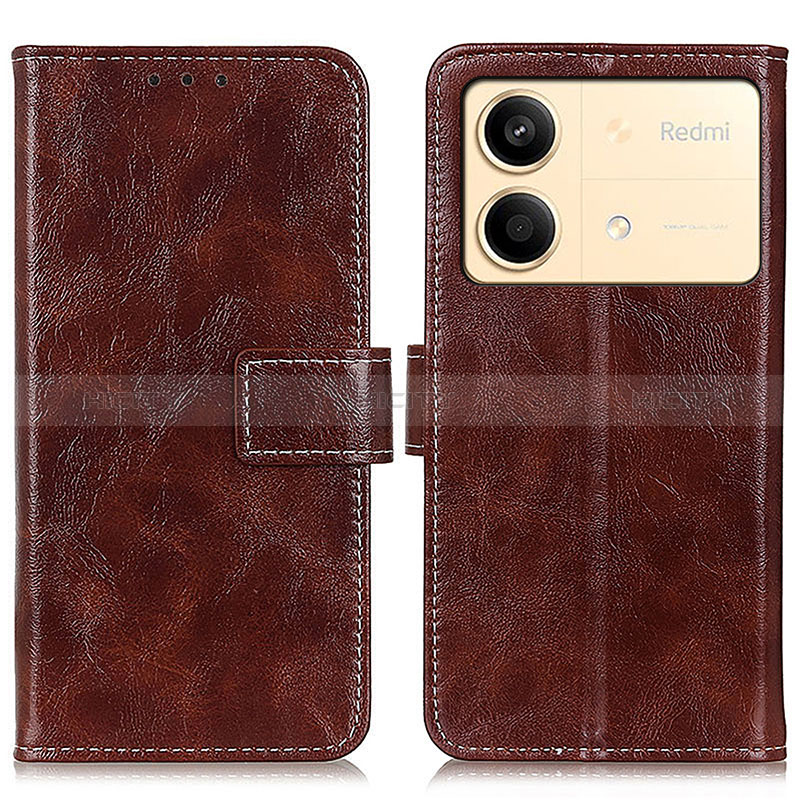 Funda de Cuero Cartera con Soporte Carcasa K04Z para Xiaomi Redmi Note 13R Pro 5G Marron