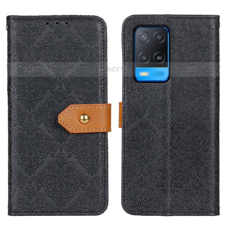 Funda de Cuero Cartera con Soporte Carcasa K05Z para Oppo A54 4G Negro