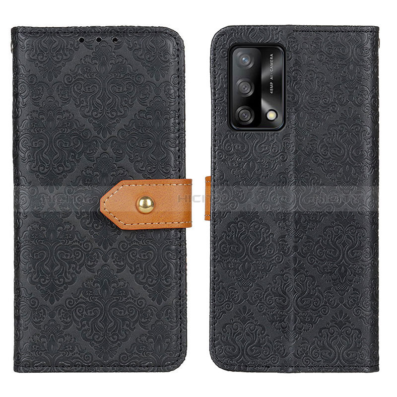 Funda de Cuero Cartera con Soporte Carcasa K05Z para Oppo F19 Negro