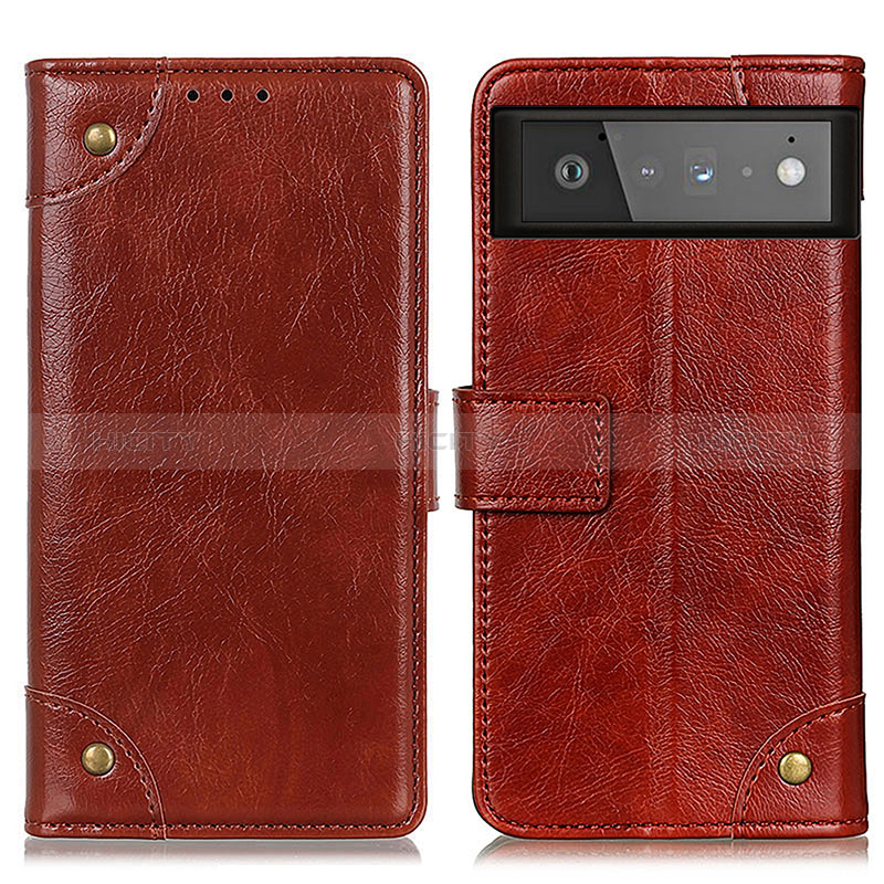 Funda de Cuero Cartera con Soporte Carcasa K06Z para Google Pixel 6 5G Marron Claro