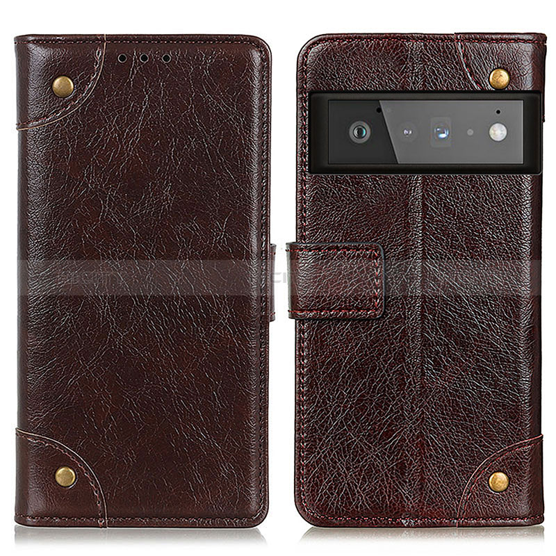 Funda de Cuero Cartera con Soporte Carcasa K06Z para Google Pixel 6 Pro 5G Marron