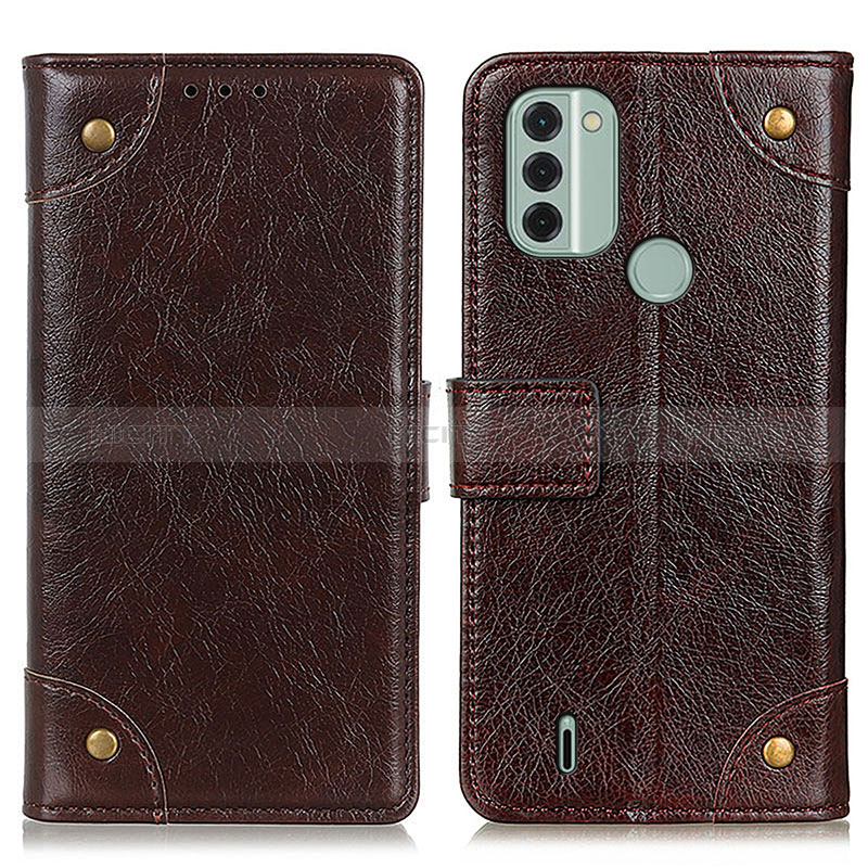 Funda de Cuero Cartera con Soporte Carcasa K06Z para Nokia C31 Marron