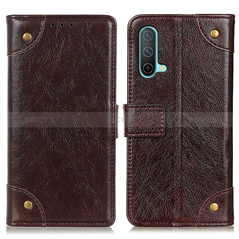 Funda de Cuero Cartera con Soporte Carcasa K06Z para OnePlus Nord CE 5G Marron