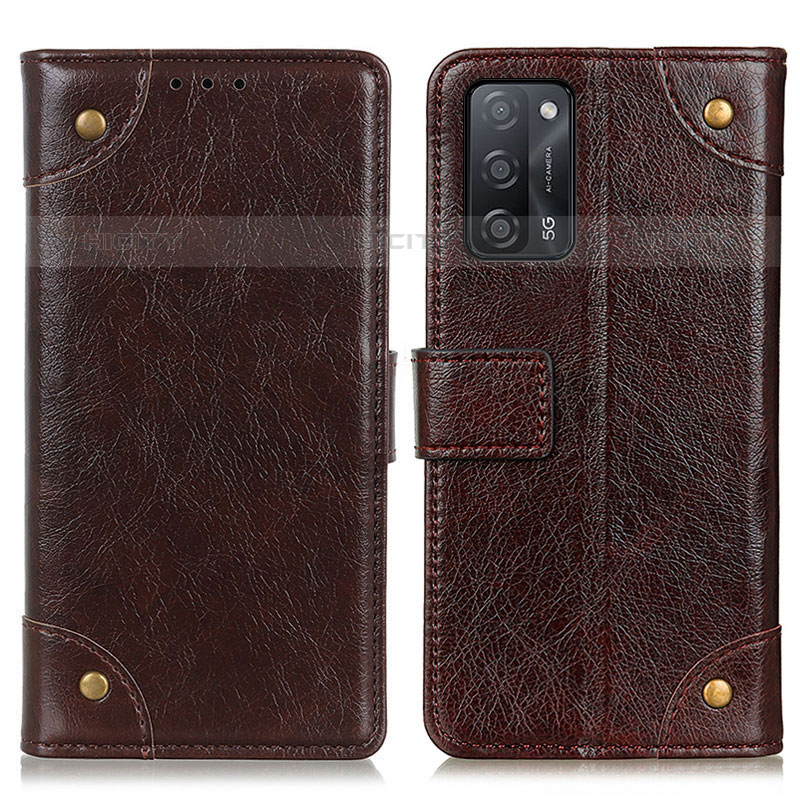 Funda de Cuero Cartera con Soporte Carcasa K06Z para Oppo A55 5G Marron