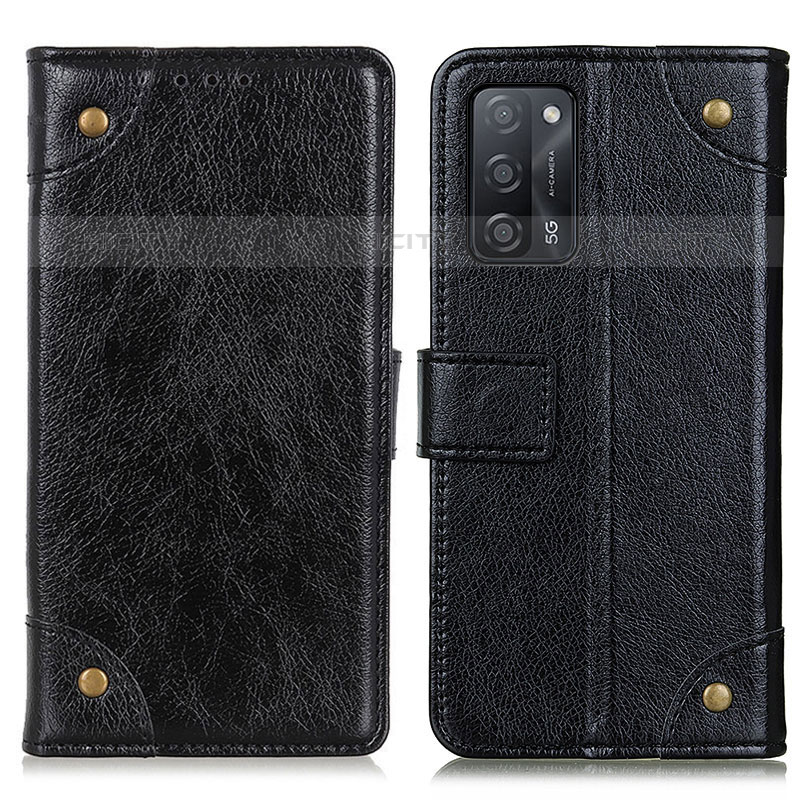 Funda de Cuero Cartera con Soporte Carcasa K06Z para Oppo A55 5G Negro