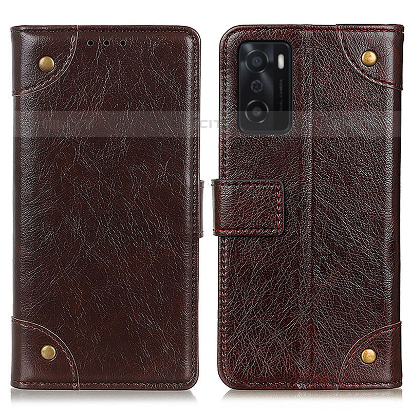 Funda de Cuero Cartera con Soporte Carcasa K06Z para Oppo A55S 5G Marron