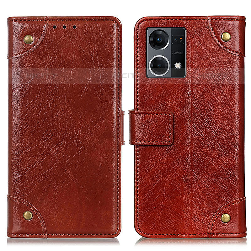 Funda de Cuero Cartera con Soporte Carcasa K06Z para Oppo F21s Pro 4G Marron Claro