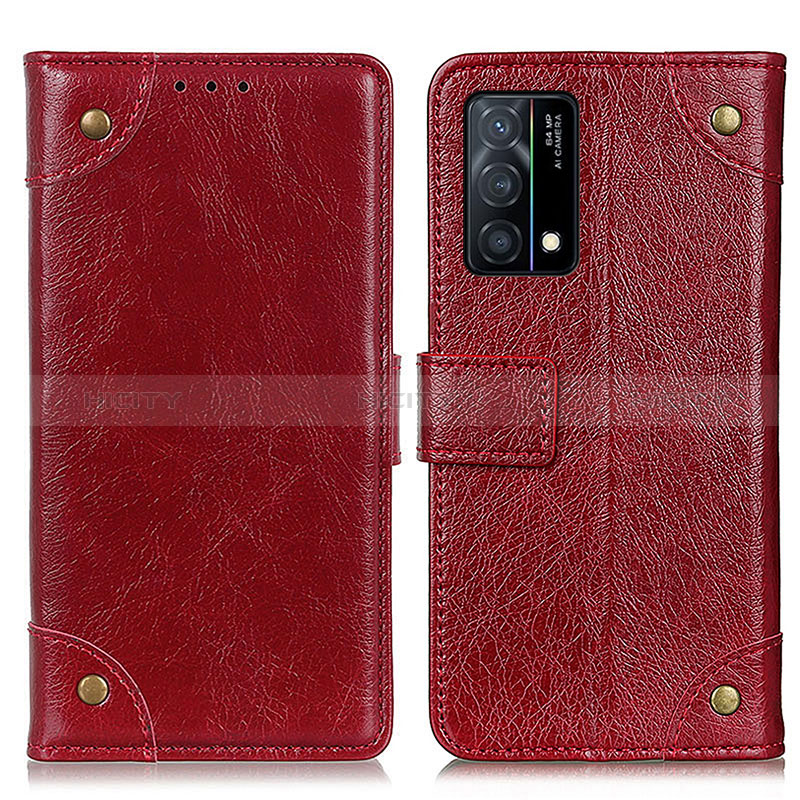 Funda de Cuero Cartera con Soporte Carcasa K06Z para Oppo K9 5G Rojo