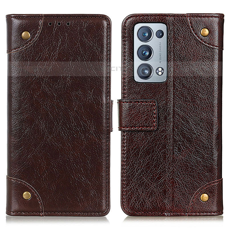 Funda de Cuero Cartera con Soporte Carcasa K06Z para Oppo Reno6 Pro+ Plus 5G Marron