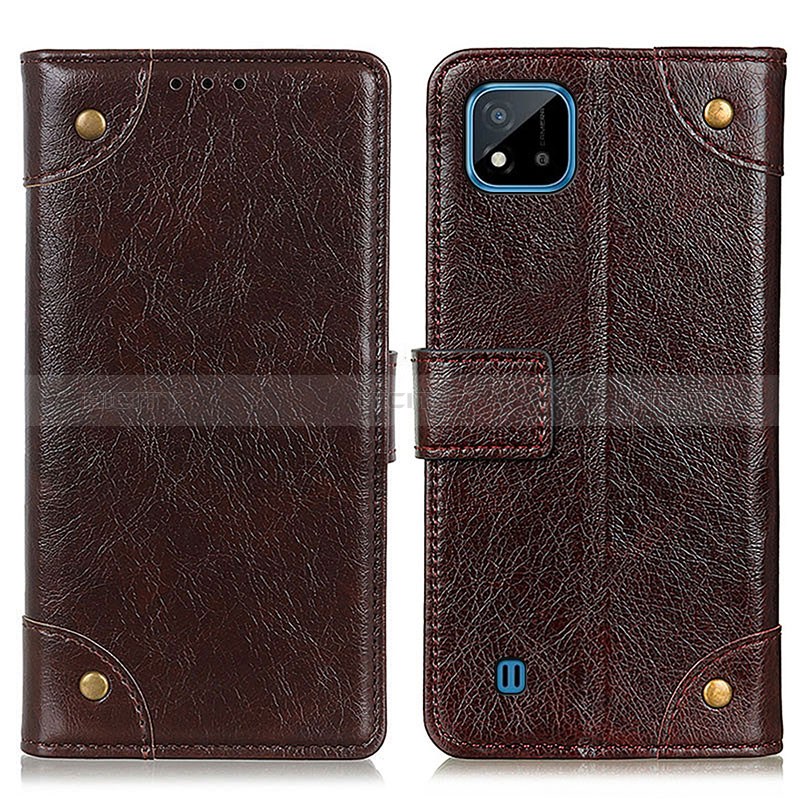 Funda de Cuero Cartera con Soporte Carcasa K06Z para Realme C20A Marron