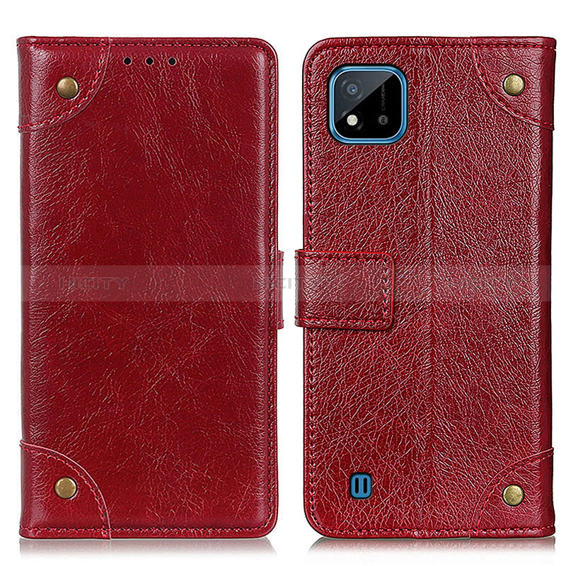 Funda de Cuero Cartera con Soporte Carcasa K06Z para Realme Narzo 50i Rojo