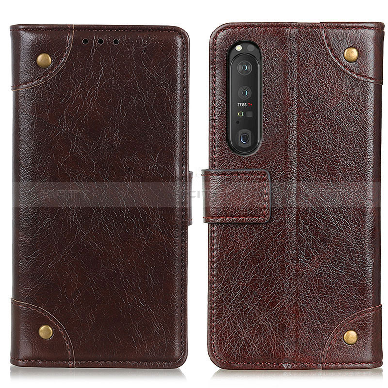 Funda de Cuero Cartera con Soporte Carcasa K06Z para Sony Xperia 1 III Marron