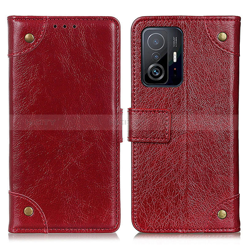 Funda de Cuero Cartera con Soporte Carcasa K06Z para Xiaomi Mi 11T 5G Rojo