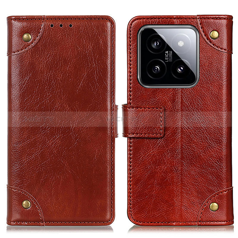 Funda de Cuero Cartera con Soporte Carcasa K06Z para Xiaomi Mi 14 5G Marron Claro