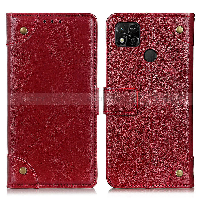 Funda de Cuero Cartera con Soporte Carcasa K06Z para Xiaomi POCO C3 Rojo