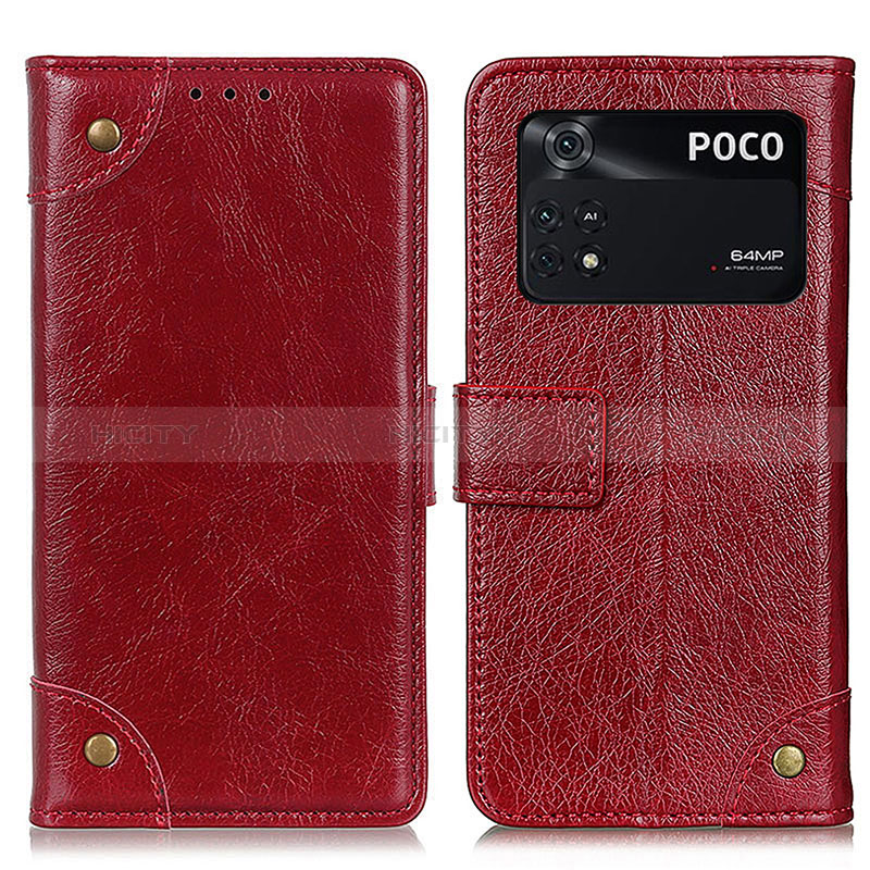 Funda de Cuero Cartera con Soporte Carcasa K06Z para Xiaomi Poco M4 Pro 4G Rojo