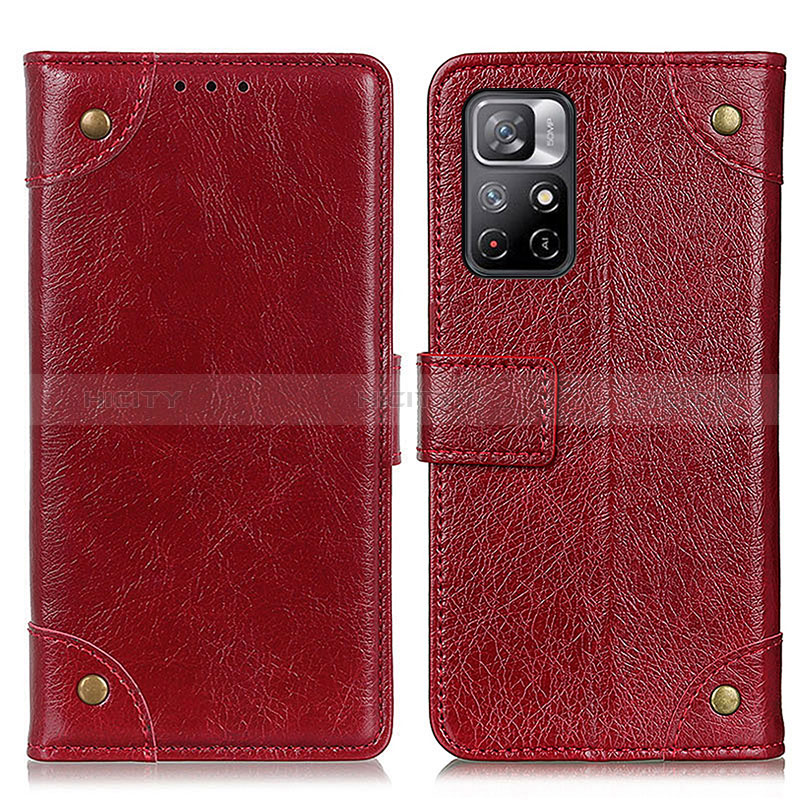 Funda de Cuero Cartera con Soporte Carcasa K06Z para Xiaomi Poco M4 Pro 5G Rojo