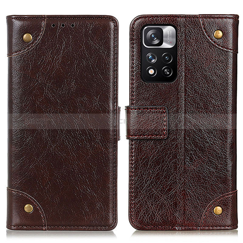 Funda de Cuero Cartera con Soporte Carcasa K06Z para Xiaomi Poco X4 NFC Marron