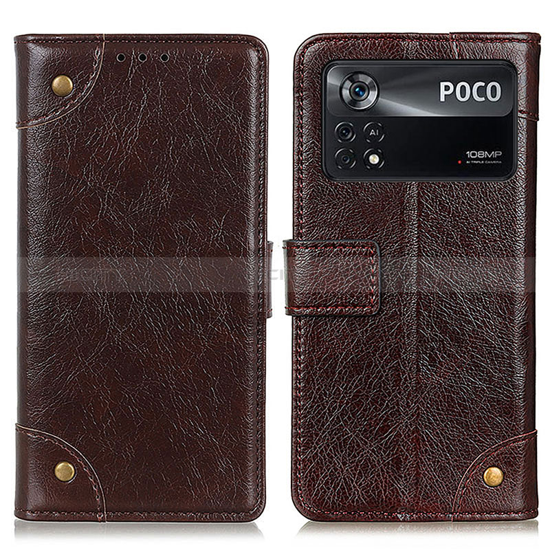 Funda de Cuero Cartera con Soporte Carcasa K06Z para Xiaomi Poco X4 Pro 5G Marron