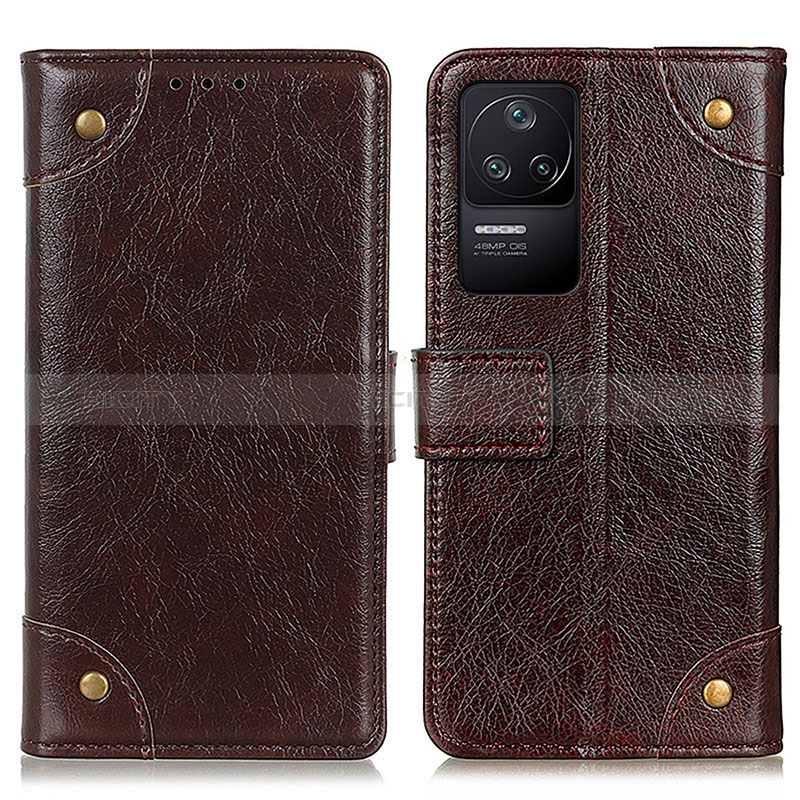 Funda de Cuero Cartera con Soporte Carcasa K06Z para Xiaomi Redmi K40S 5G Marron