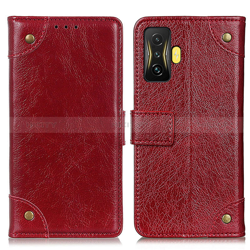 Funda de Cuero Cartera con Soporte Carcasa K06Z para Xiaomi Redmi K50 Gaming 5G Rojo