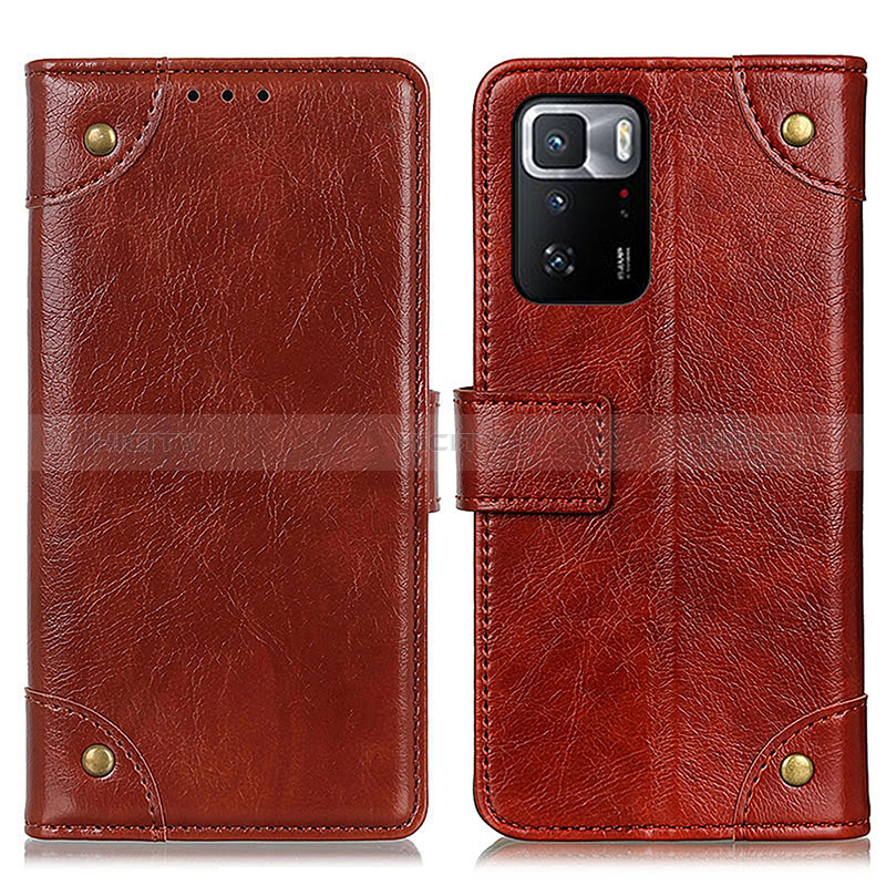 Funda de Cuero Cartera con Soporte Carcasa K06Z para Xiaomi Redmi Note 10 Pro 5G Marron Claro