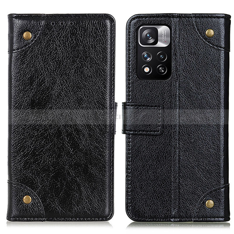 Funda de Cuero Cartera con Soporte Carcasa K06Z para Xiaomi Redmi Note 11 Pro+ Plus 5G Negro