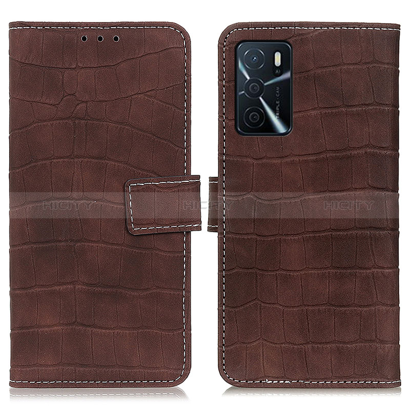 Funda de Cuero Cartera con Soporte Carcasa K07Z para Oppo A16 Marron