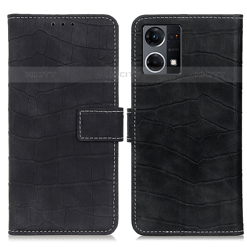 Funda de Cuero Cartera con Soporte Carcasa K07Z para Oppo F21 Pro 4G Negro