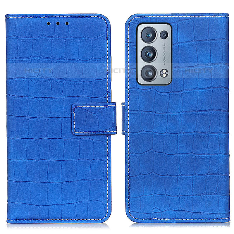 Funda de Cuero Cartera con Soporte Carcasa K07Z para Oppo Reno6 Pro 5G Azul