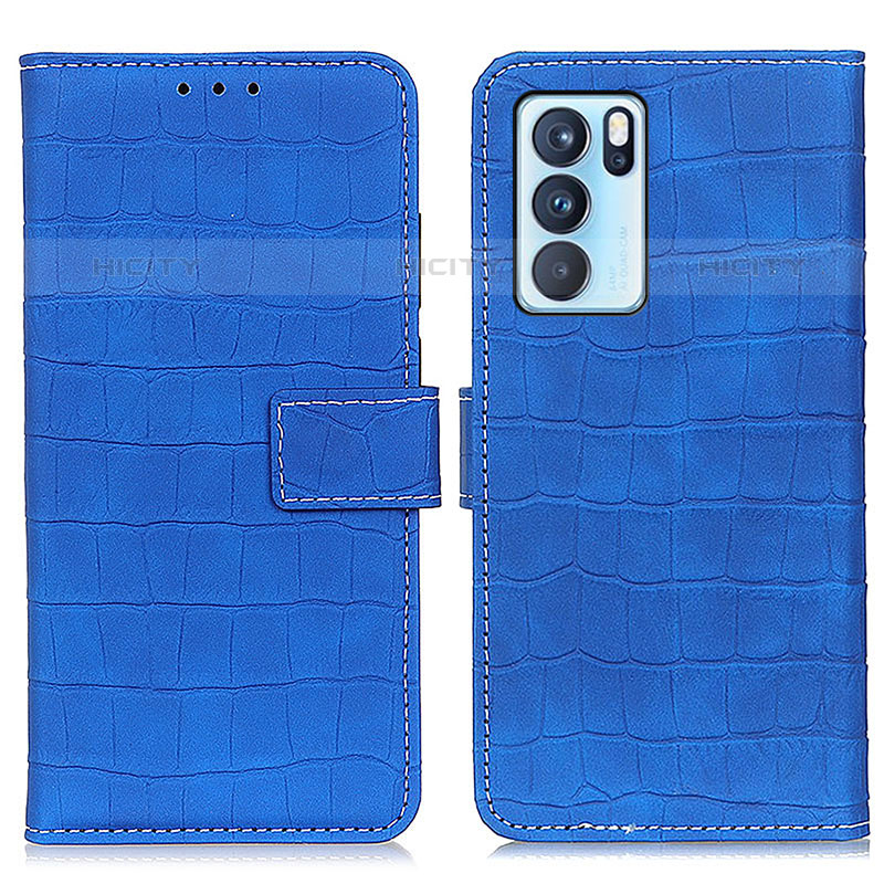 Funda de Cuero Cartera con Soporte Carcasa K07Z para Oppo Reno6 Pro 5G India Azul