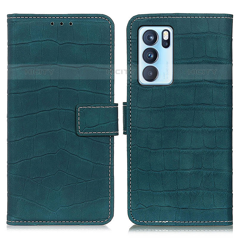 Funda de Cuero Cartera con Soporte Carcasa K07Z para Oppo Reno6 Pro 5G India Verde