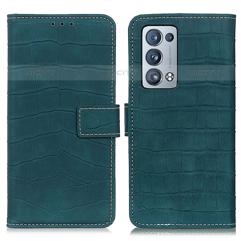 Funda de Cuero Cartera con Soporte Carcasa K07Z para Oppo Reno6 Pro 5G Verde