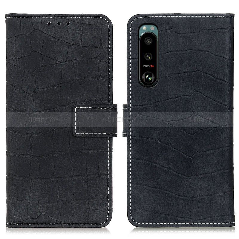 Funda de Cuero Cartera con Soporte Carcasa K07Z para Sony Xperia 5 III Negro