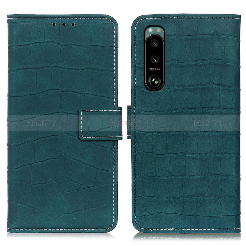 Funda de Cuero Cartera con Soporte Carcasa K07Z para Sony Xperia 5 III SO-53B Verde