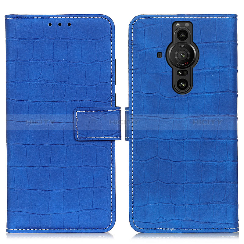 Funda de Cuero Cartera con Soporte Carcasa K07Z para Sony Xperia PRO-I Azul