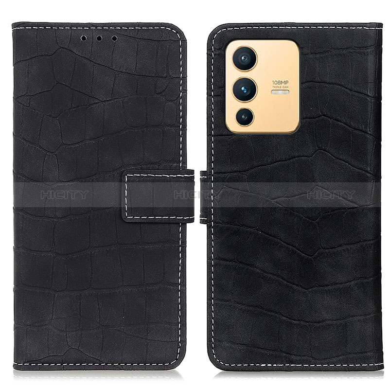 Funda de Cuero Cartera con Soporte Carcasa K07Z para Vivo V23 5G Negro