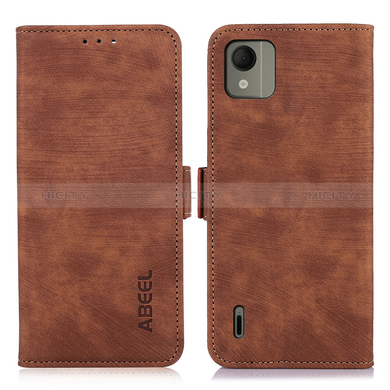 Funda de Cuero Cartera con Soporte Carcasa K08Z para Nokia C110 Marron