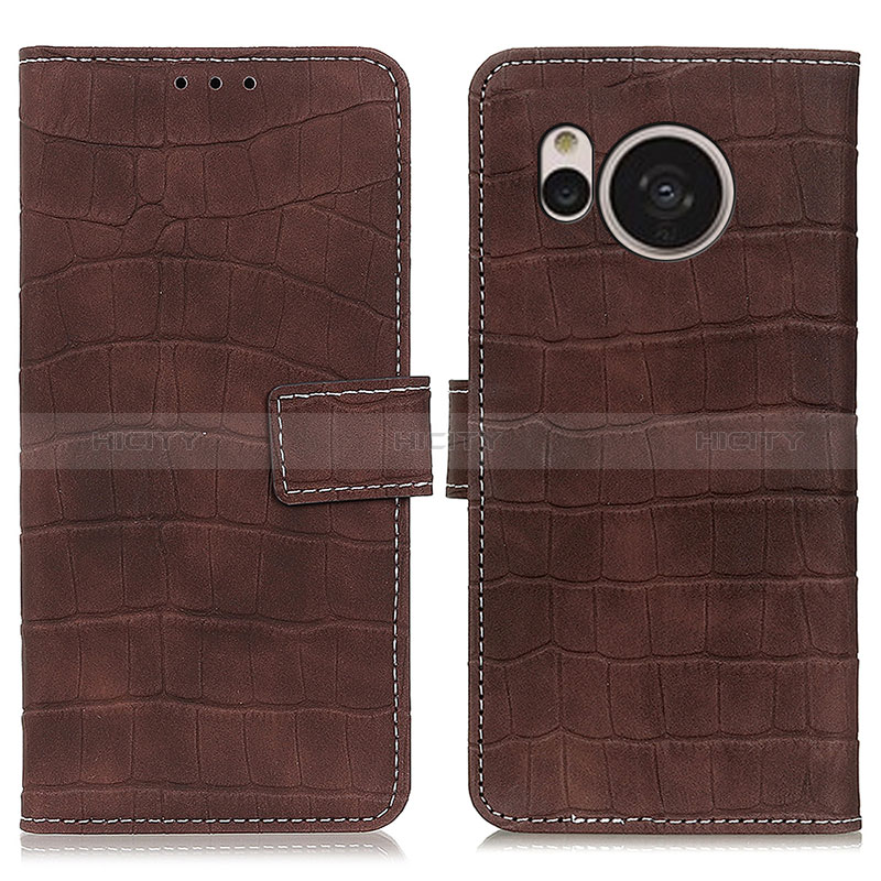 Funda de Cuero Cartera con Soporte Carcasa K08Z para Sharp Aquos Sense7 Plus Marron