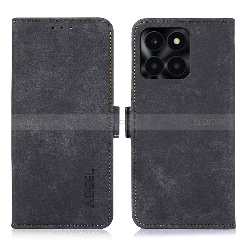 Funda de Cuero Cartera con Soporte Carcasa K09Z para Huawei Honor X6a Negro