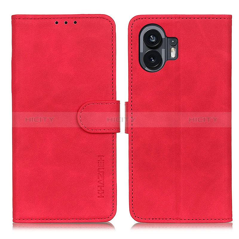 Funda de Cuero Cartera con Soporte Carcasa K09Z para Nothing Phone 2 Rojo