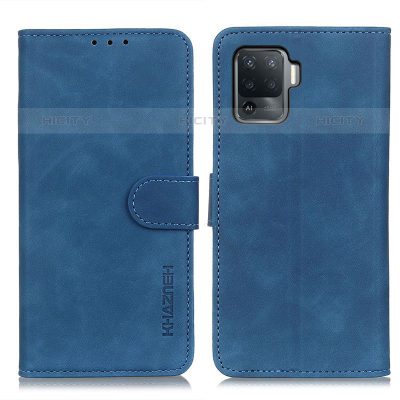 Funda de Cuero Cartera con Soporte Carcasa K09Z para Oppo Reno5 F Azul