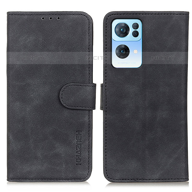 Funda de Cuero Cartera con Soporte Carcasa K09Z para Oppo Reno7 Pro 5G Negro