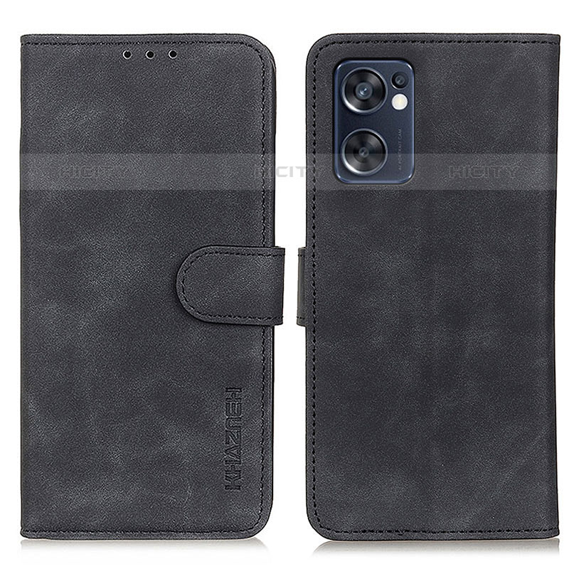 Funda de Cuero Cartera con Soporte Carcasa K09Z para Oppo Reno7 SE 5G Negro