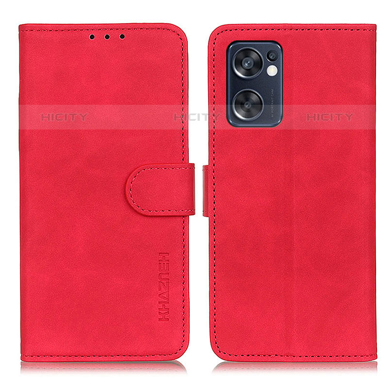 Funda de Cuero Cartera con Soporte Carcasa K09Z para Oppo Reno7 SE 5G Rojo