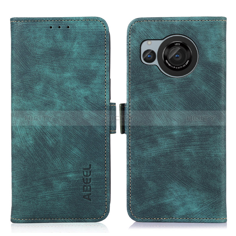 Funda de Cuero Cartera con Soporte Carcasa K09Z para Sharp Aquos R8s Verde