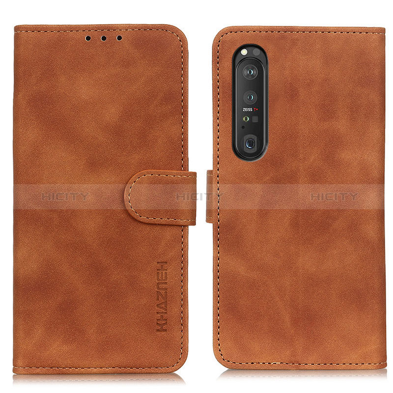 Funda de Cuero Cartera con Soporte Carcasa K09Z para Sony Xperia 1 III Marron