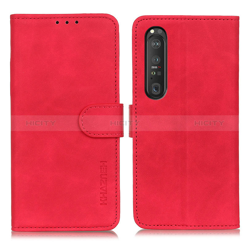 Funda de Cuero Cartera con Soporte Carcasa K09Z para Sony Xperia 1 III Rojo